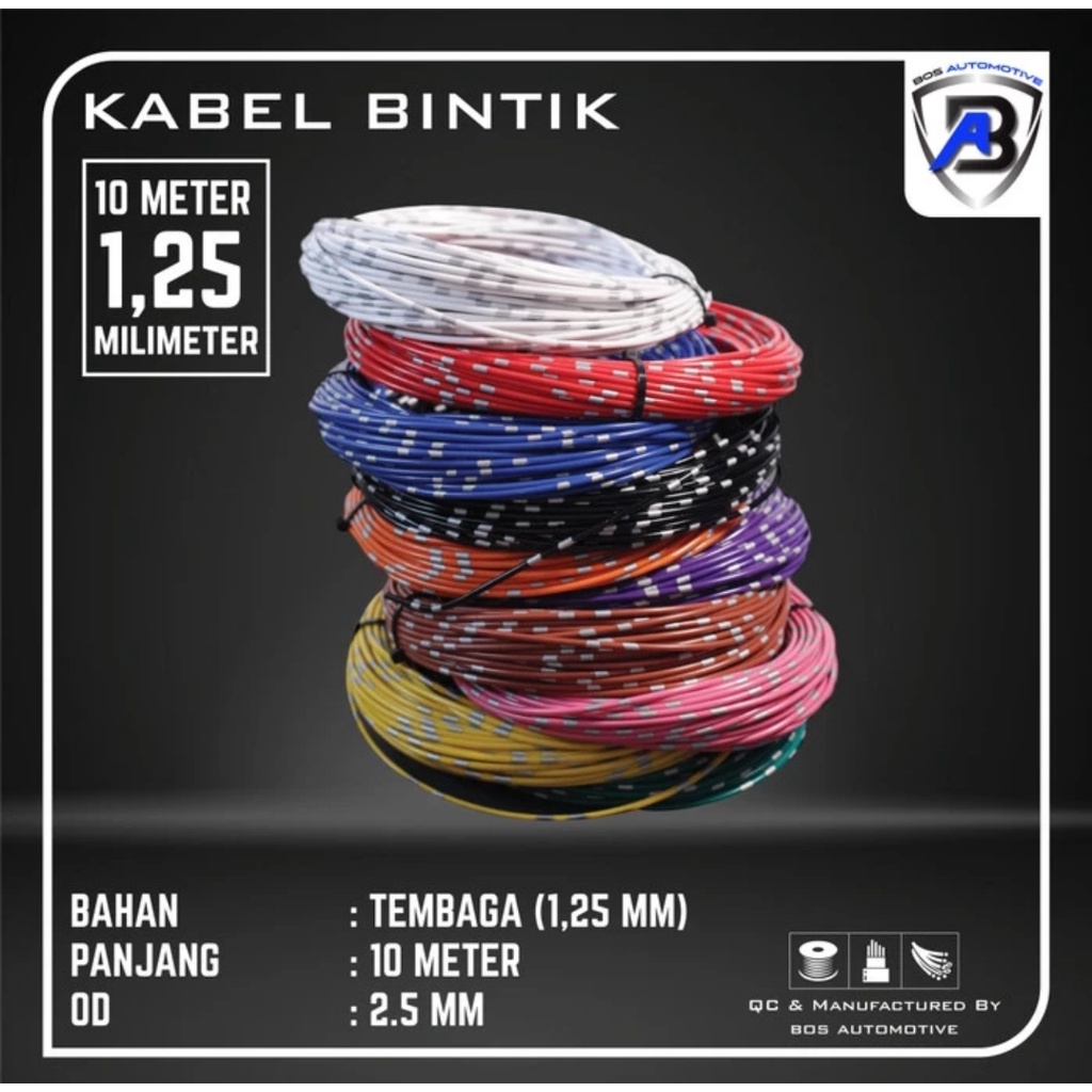 KABEL BINTIK JEPANG 1,25 MM X 10M SERABUT TEMBAGA UNTUK MOBIL MOTOR