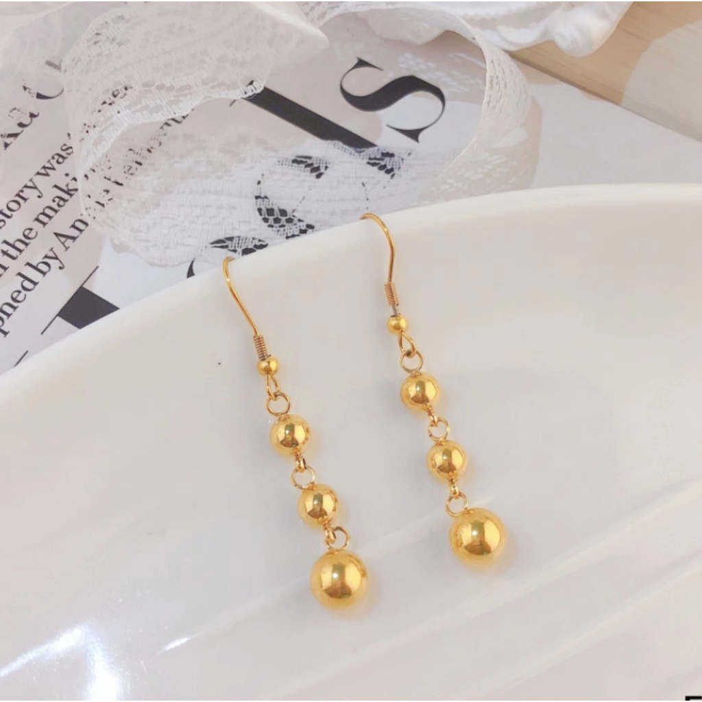 Anting Titanium Biji Bola Perhiasan Wanita 8139