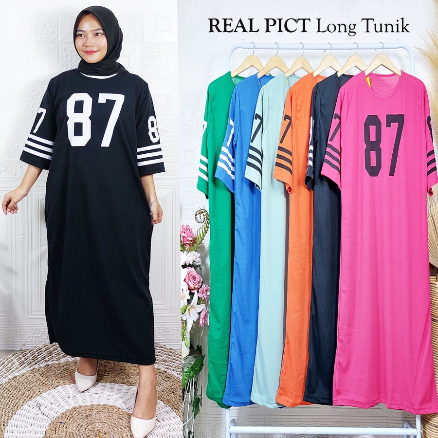 CARLINA LONG TUNIK DRESS 87 UNIGLO OVERSIZED FIT S TO JUMBO WANITA