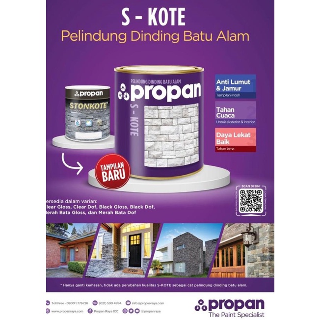 PROPAN STONEKOTE Cat Pelapis Dinding Batu Alam - MERAH BATA (1 KG) - MERAH BATA DOF