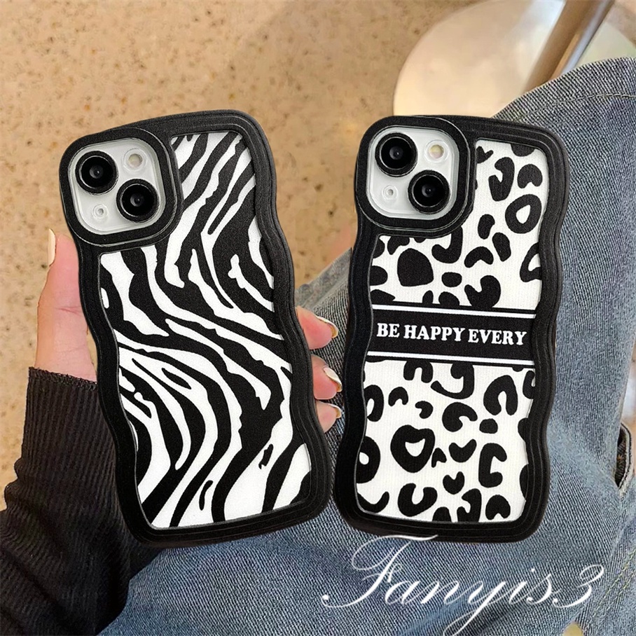 Redmi 12C A1 10C 10A 10 9 9A 9C 9T Note 11 Pro+ 11s 11 10s 10 9s 9 8 Pro Poco X4Pro X3 Pro X3NFC M4 Mi 11 Lite 10TPro Zebra Stripes Wave Frame Phone Case TPU Soft Cover Casing TPU Motif Zebra