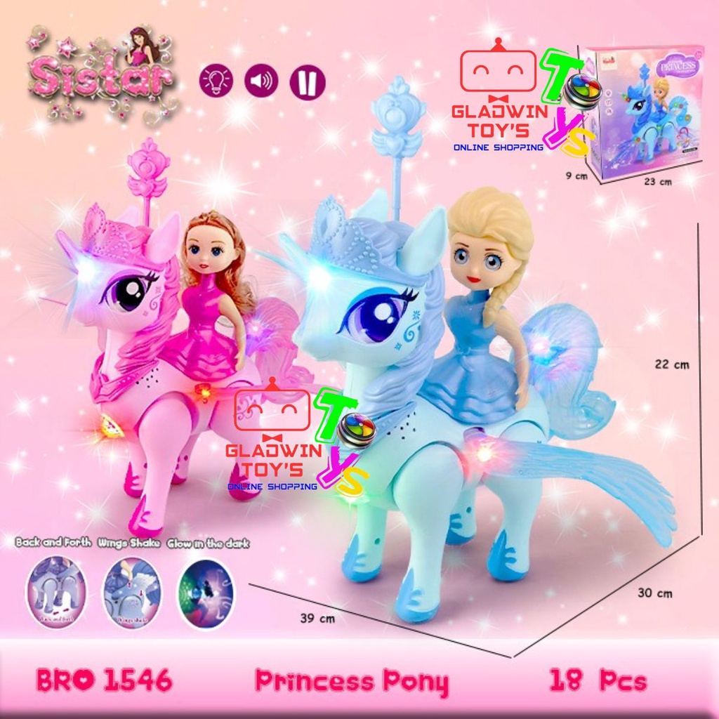 MAINAN ANGEL PRINCESS PONY PERI KUDA PONY TERBANG BRO-1546 MUSIK BERJALAN MENYALA