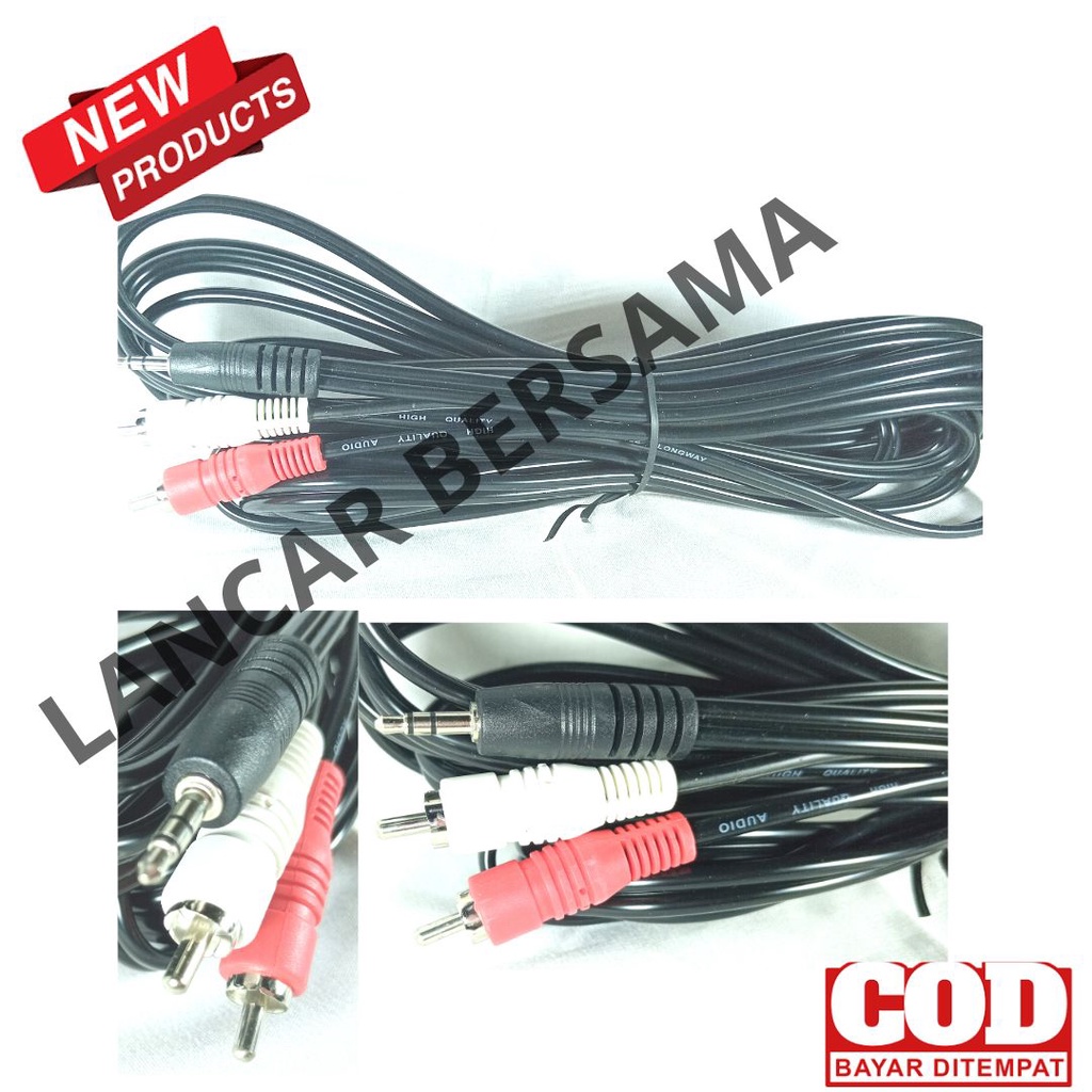 KABEL RCA / JACK/JECK/JEK RCA 3R-3R,2R-2R,3.5R-2R 5M HITAM LONGWAY