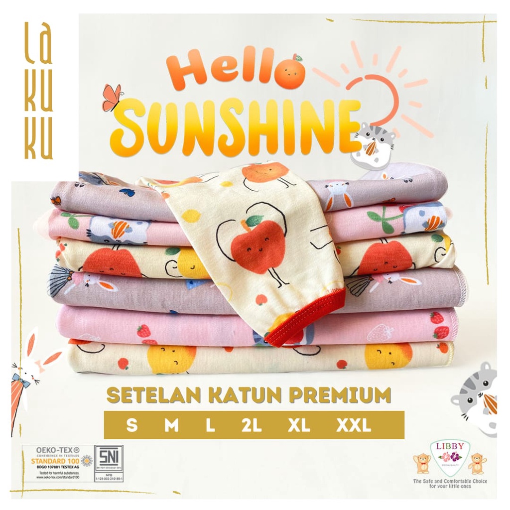 Lakuku - Setelan Libby Baby Baju Celana Panjang Kancing Depan Oblong S  sampai XXL
