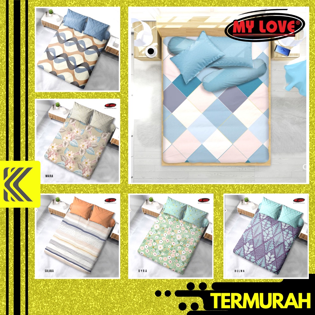 Sprei My Love Motif Terbaru 160X200 180X200 120X200 King Queen Single NO 1 2 3 MyLove Terbaru Seprai Katun Murah Sprei Cantik Seprei Aesthetic Sprei Lokal Murah Dekorasi Perlengkapan Ruangan Kamar Tidur Big Collection