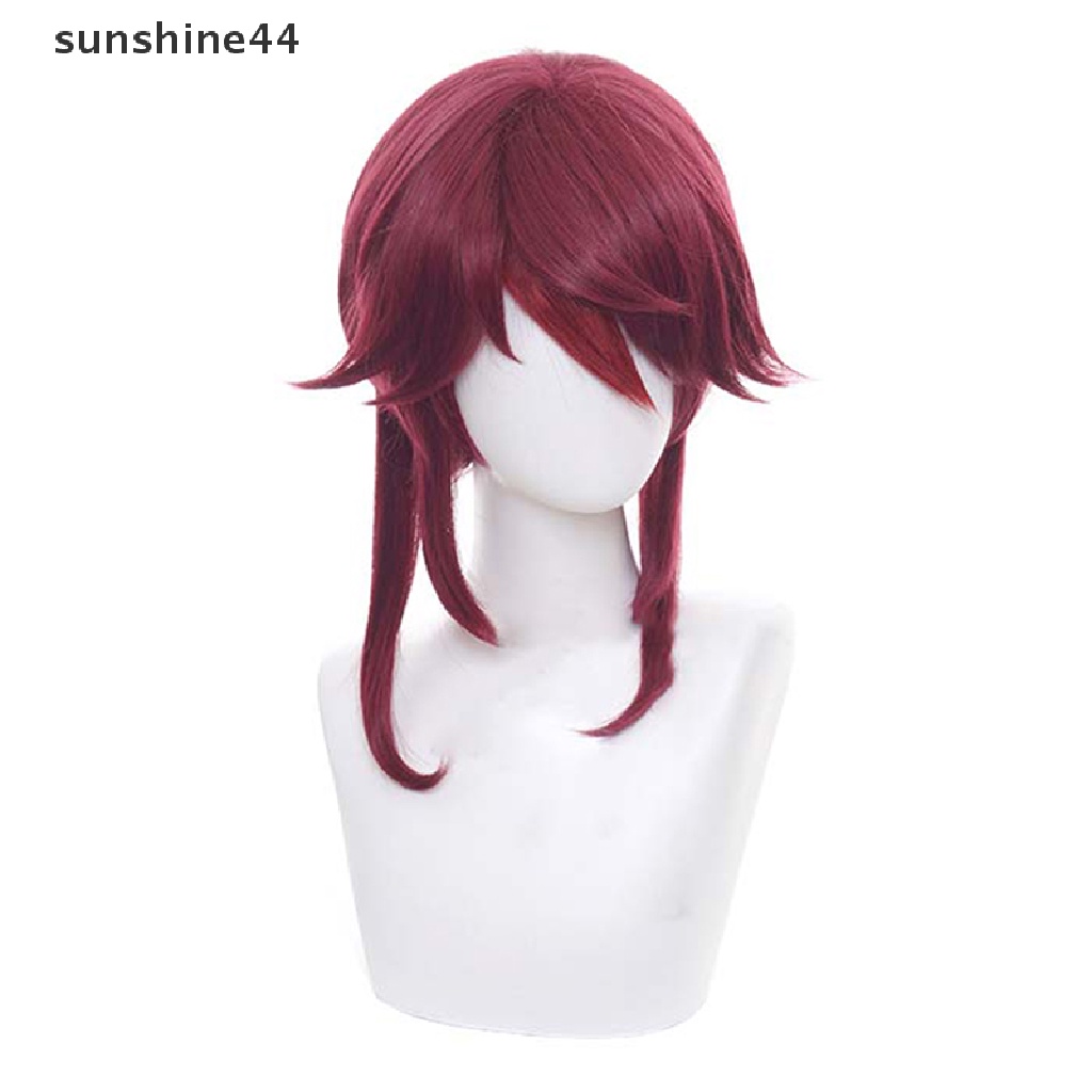 Sunshine Wig / Rambut Palsu Panjang + Poni Tahan Panas Warna Merah Untuk Cosplay Anime