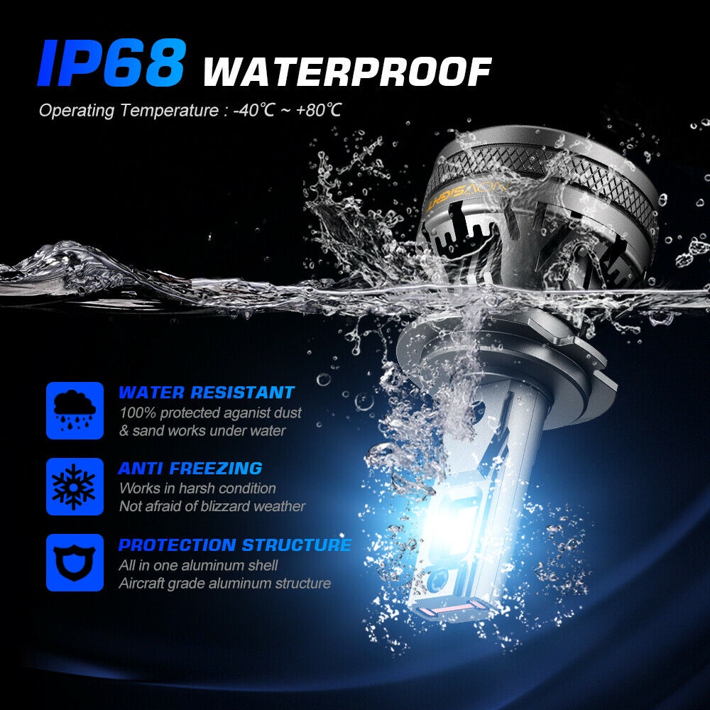 Novsight Lampu Depan Led H4 H11 A500-N37 Warna Putih Bulb 120W 22000LM A Pair 6500K Car Fog Light super bright 2 Years Warranty