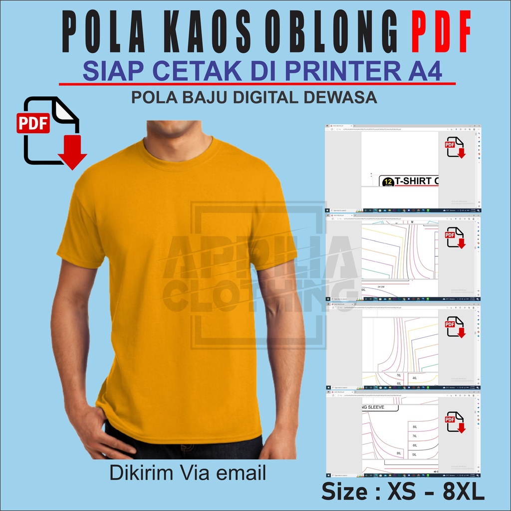 POLA KAOS OBLONG PDF SIAP CETAK PATRUN KAOS PDF