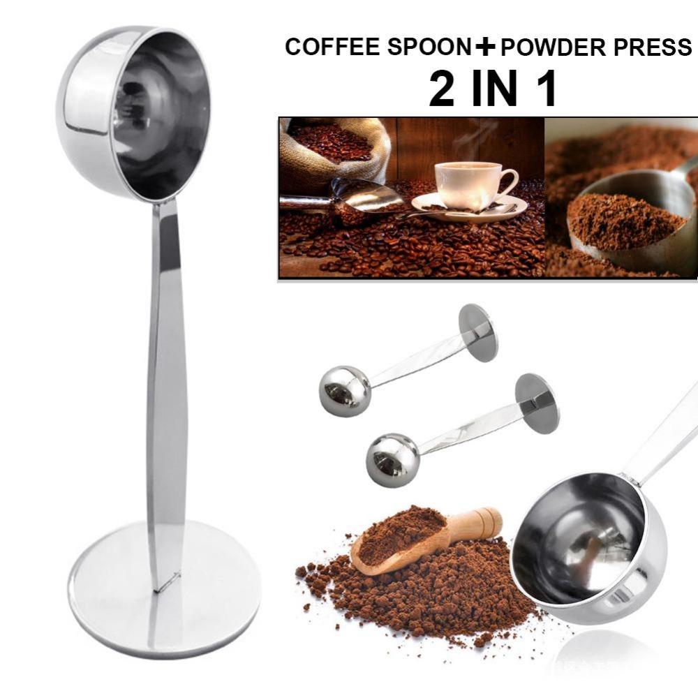 Top Sendok Kopi 2in1 Portable Stainless Tamper Spoon