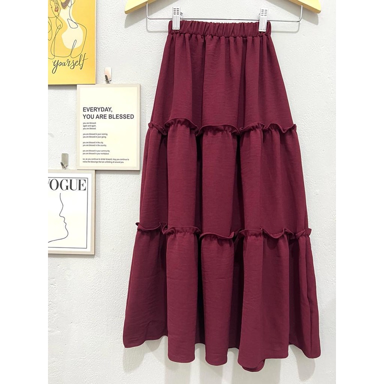 Jimmedy.id - Skirt Anak Dua Tingkat/Rok Anak Perempuan Korea Bahan Crinkle Premium Untuk Usia 3-9 Tahun