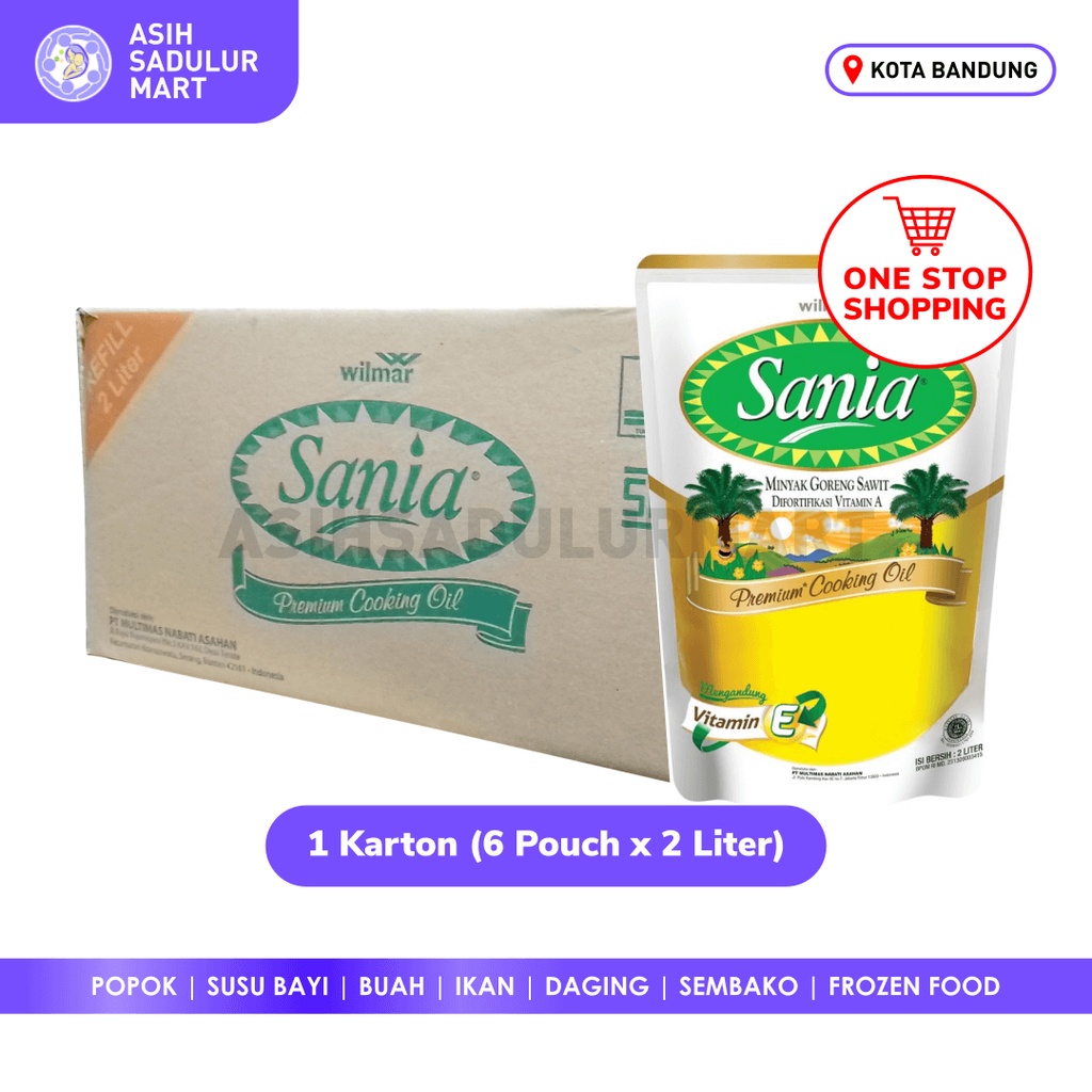 Minyak Goreng Sania 1 Karton (6 Pouch x 2 Liter / 2l) Promo Bandung