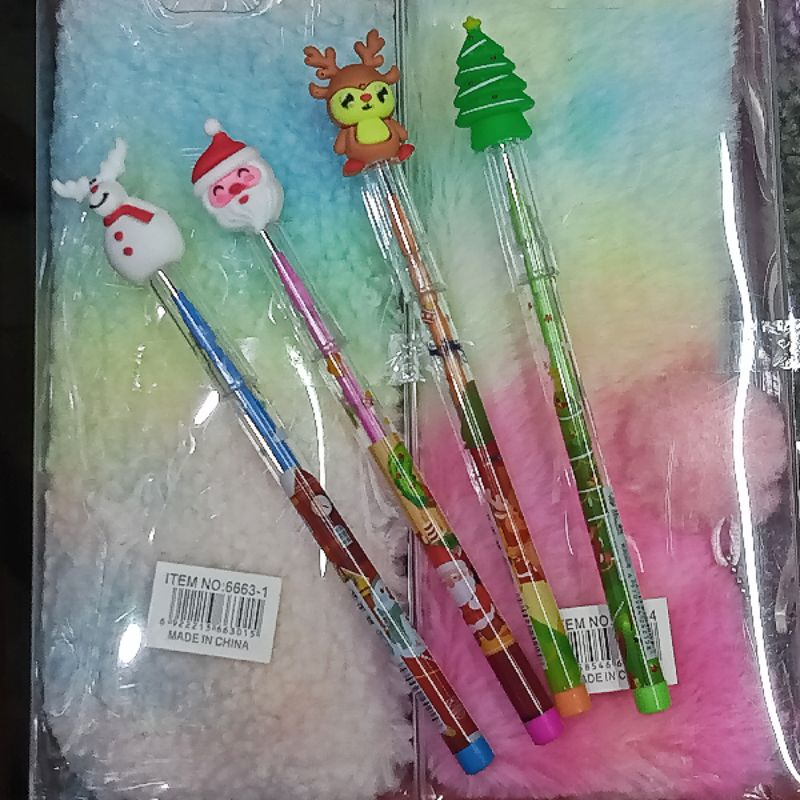 

4 pc pensil bensia / pensil cabut colok seri natal