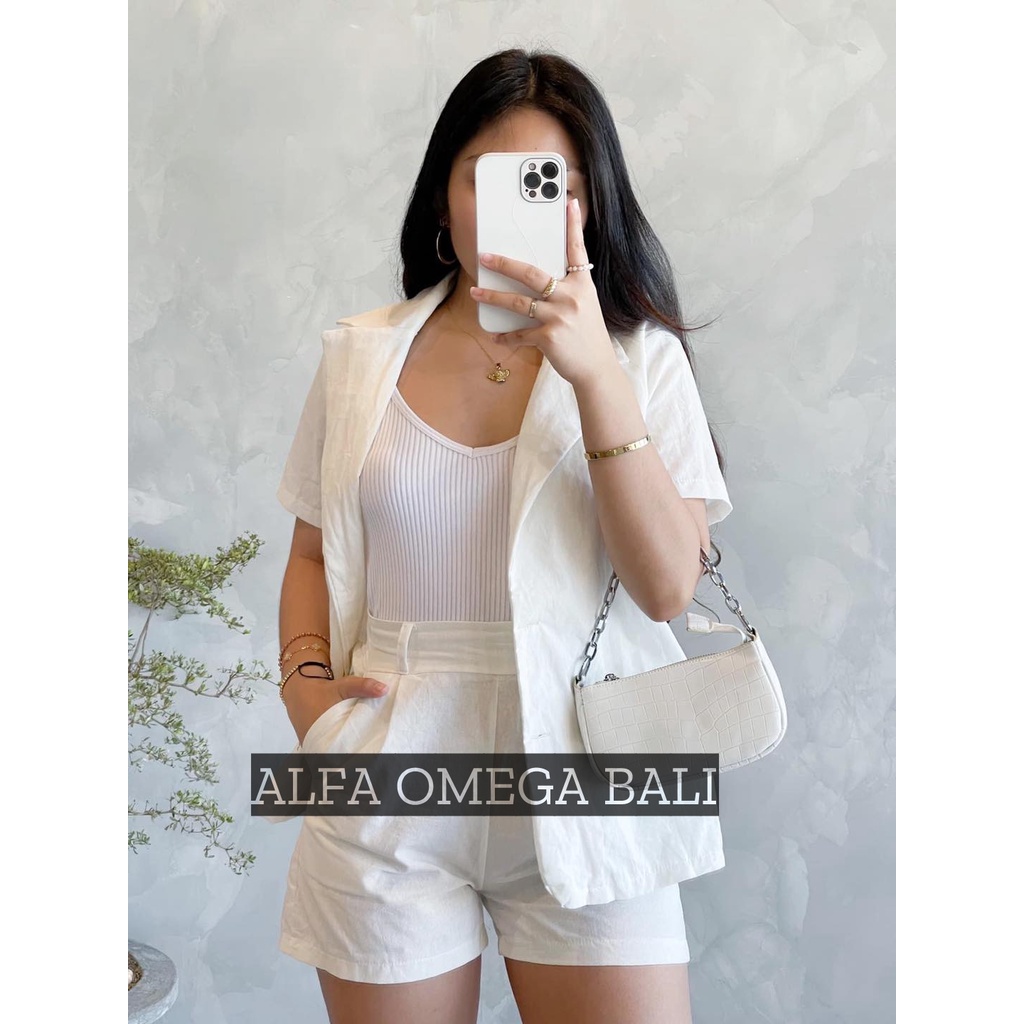 ALFA Blazer Kemeja Set Wanita Linen Bahan berkualitas