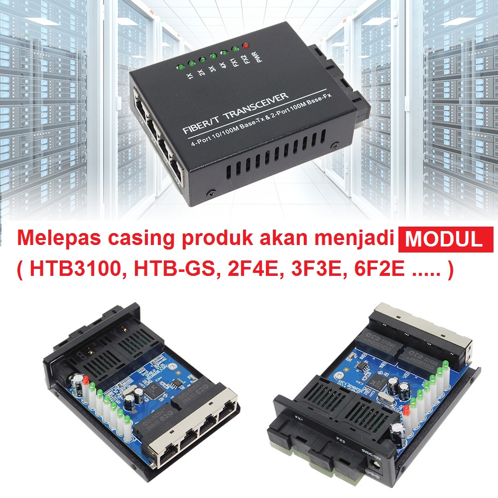 Media Converter 6 Port FO 2 Port LAN Fiber Switch Optic 6 SC 2 RJ45 Optical Dengan EU Adapter