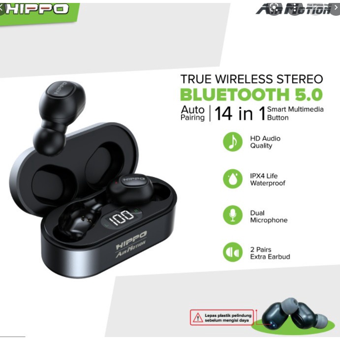 Hippo TWS Airmotion Bluetooth V 5.0 Dynamik Speaker Dual Mic IPX4 Life