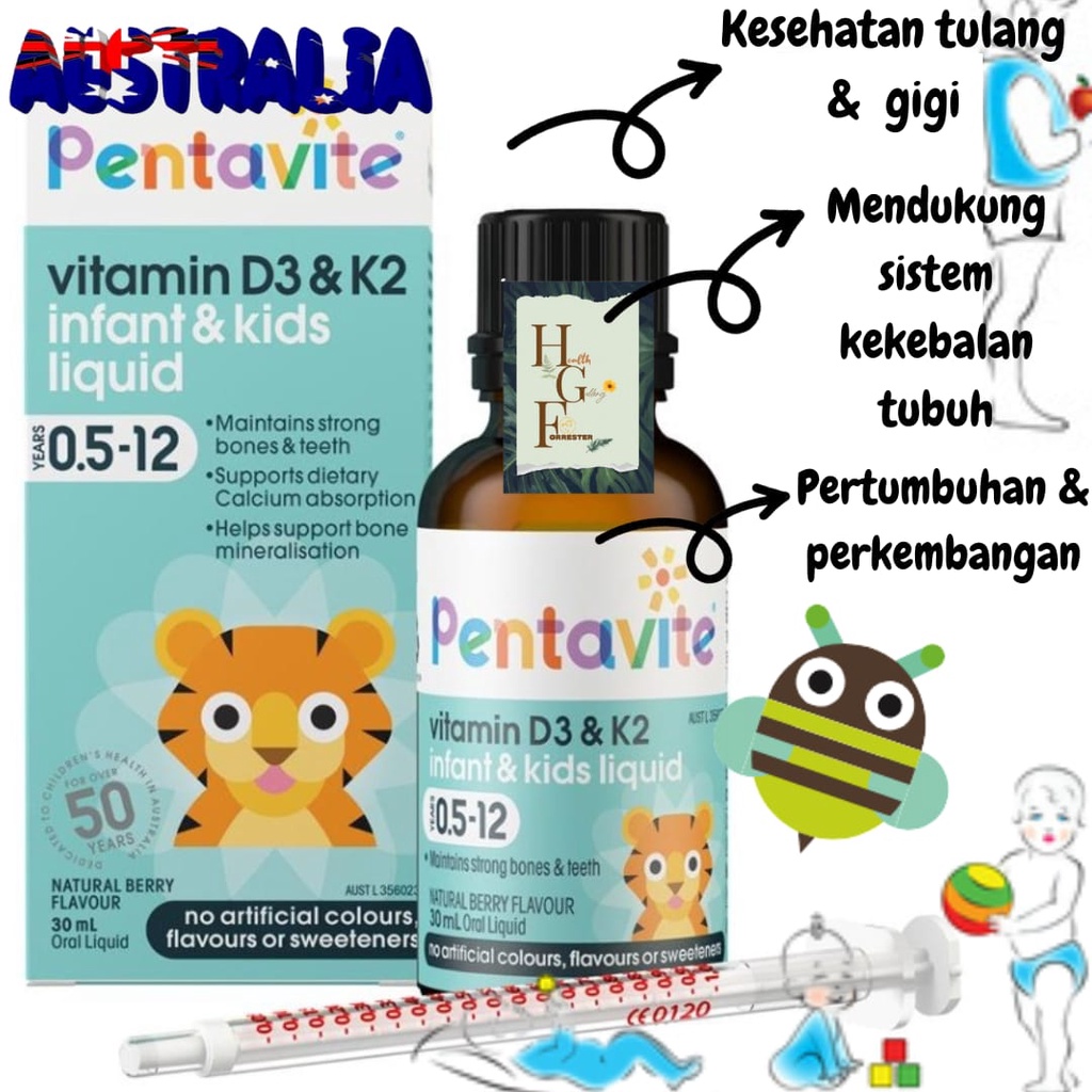 Pentavite Vitamin D3 & K2 Kids Liquid 30ml
