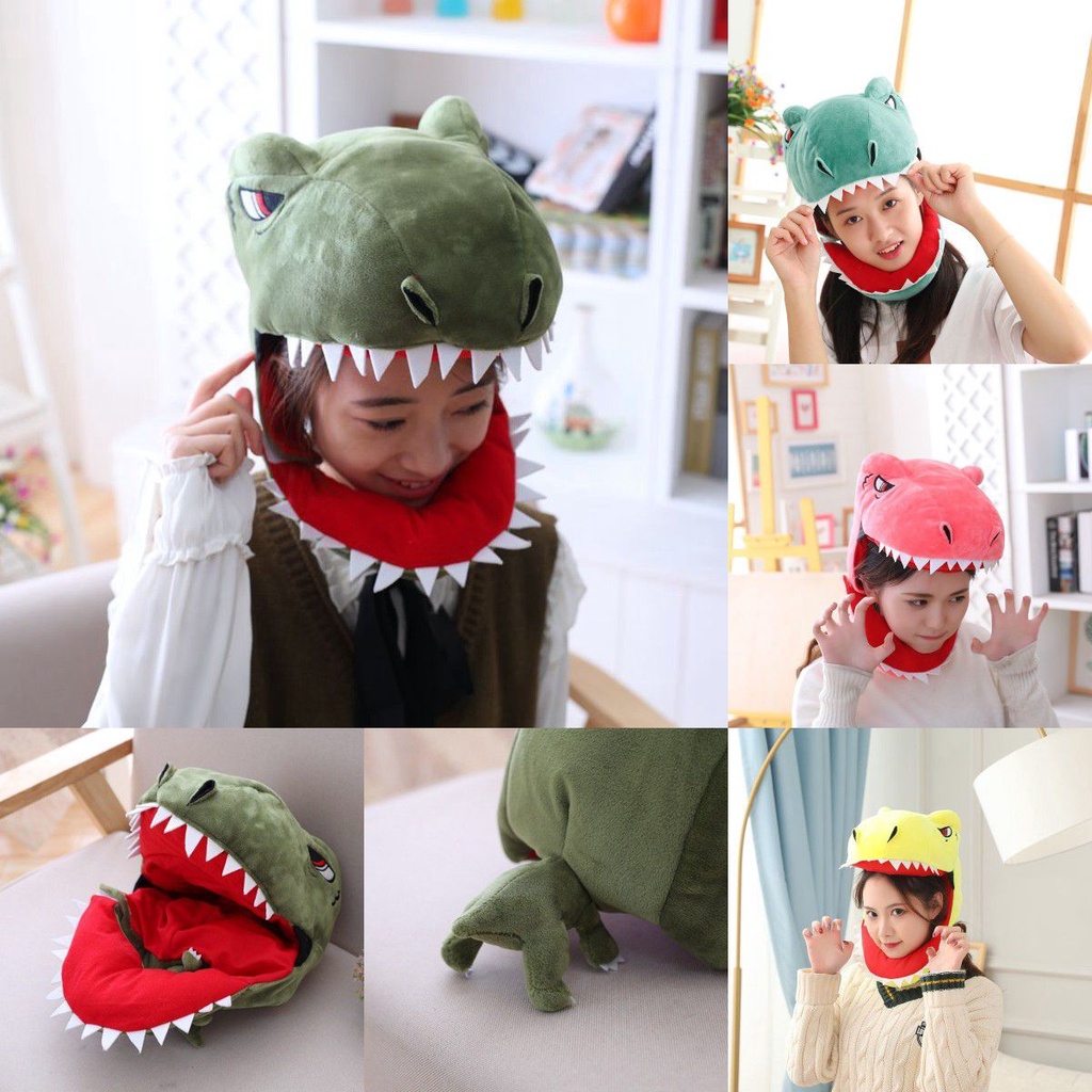 Fluffy Plush Topi Dinosaurus Nyaman Hangat Untuk Semua Usia