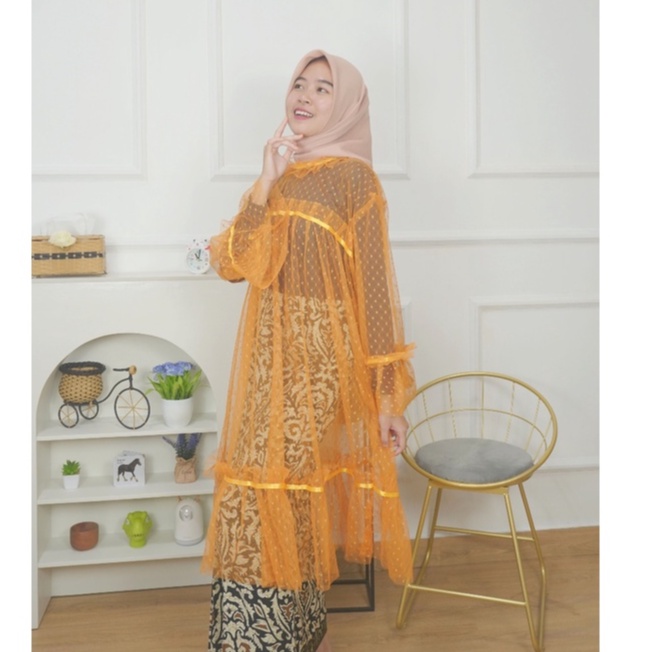 𝐊𝐈𝐑𝐀𝐍𝐈 Balerina Elmira Outer Tile Import Tunik Brukat Polkadot Atasan Wanita Outfit Kondangan Wisuda Lamaran All Size