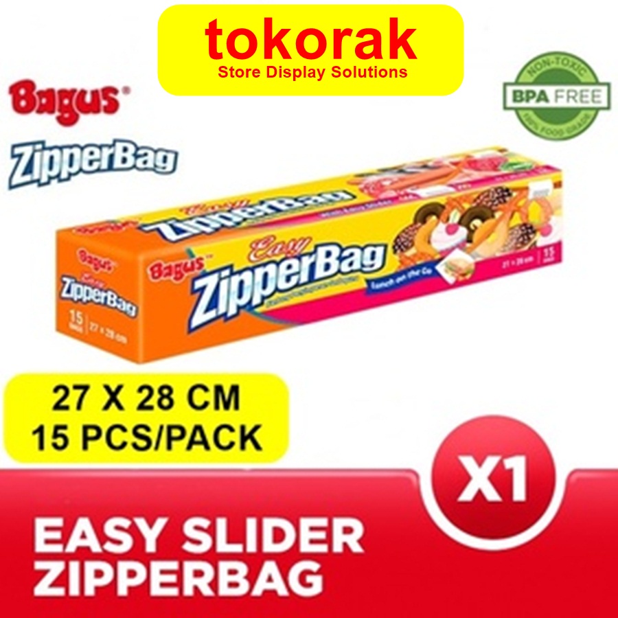 ZIPPERBAG BAGUS EASY SLIDER 15'S 27 X 28 CM ZIPLOCK ZIPPER BAG