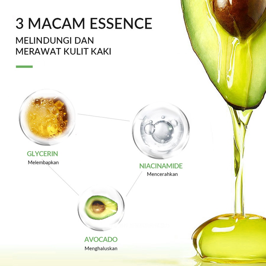 Bisa COD - BIOAQUA Niacinamide Brightening Moisturizing Foot Mask 35g - Avocado Footmask masker kaki mencerahkan