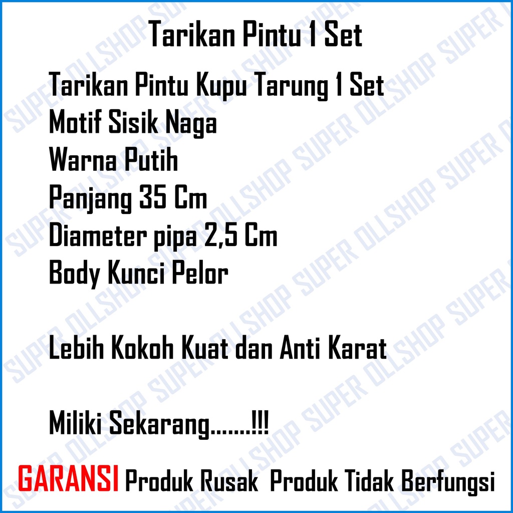 Handle Pintu Rumah Set Kunci Panjang 35 cm / Gagang Pegangan Pintu Rumah Kupu Tarung / Tarikan Pintu Rumah Sisik Naga + Body Pelor