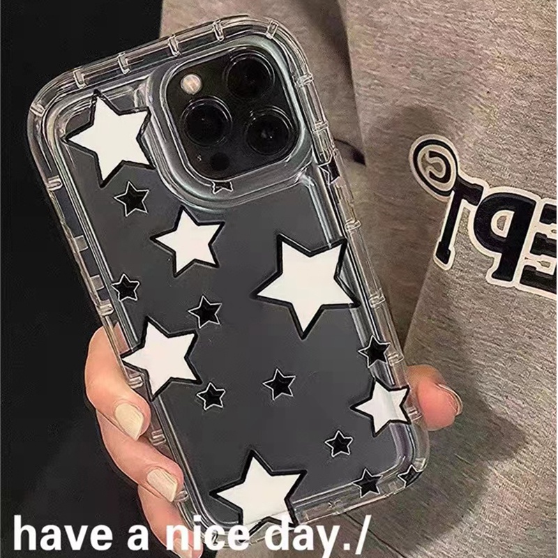 Soft Case Silikon TPU Transparan Motif Bintang Untuk IPhone 14 13 11 12 Pro XS Max XR X 8 7 6S Plus