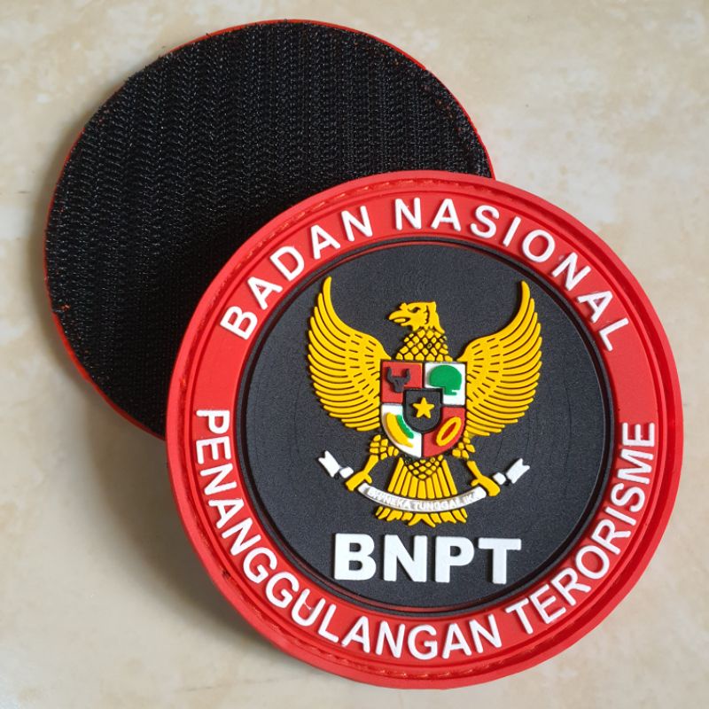 patch rubber logo bnpt / badan nasional penanggulangan terorisme / tempelan emblem karet velcro