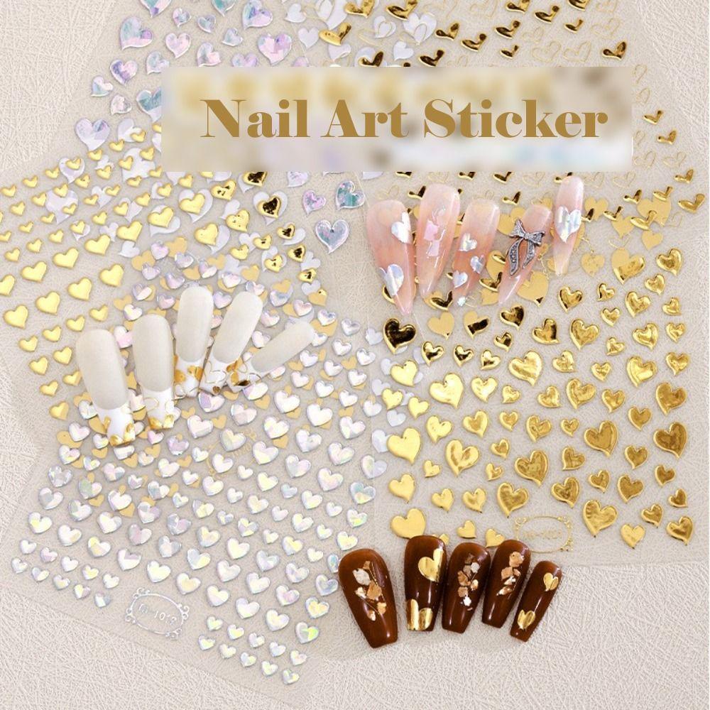 Mxbeauty Stamping Emas Nail Art Stiker DIY Gadis Cinta Hati Bentuk Garis Salon Kuku Slider Manicuring Foils