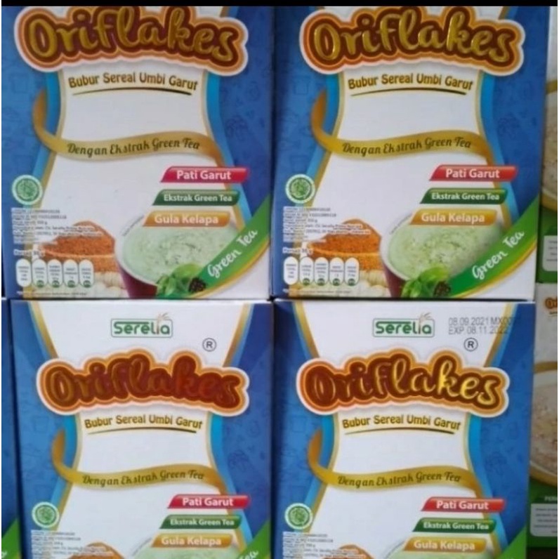 

ORIFLAKES SLIM GREEN TEA 350 GR SEREAL UMBI GARUT MEREDAKAN MAAG GERD
