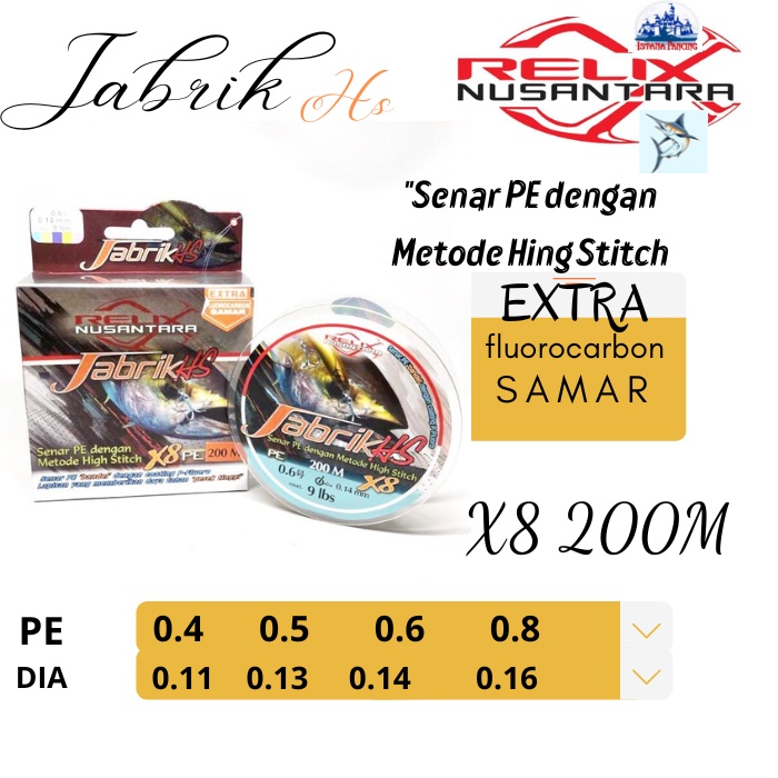 SENAR PE JABRIK HS X8 200m RELIX NUSANTARA (multi) PE 0.4/0.5/0.6/0.8