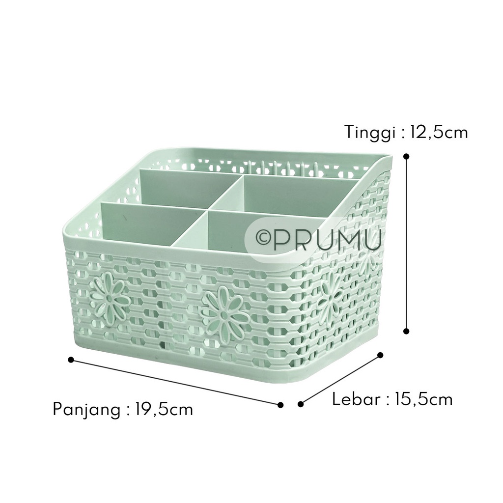 Keranjang Plastik Serbaguna - Tempat Alat Tulis - Kotak Kosmetik - Kotak Penyimpanan - Keranjang Make Up - Keranjang Skincare - Tulip