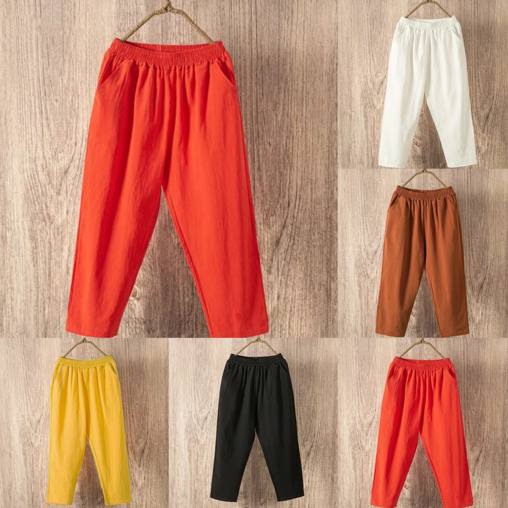 PROMO!! HAKIRA LINEN PANTS 7/8 CELANA LINEN WANITA TERLARIS KEKINIAN