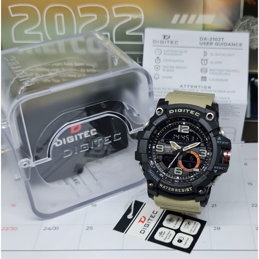 JAM TANGAN PRIA DIGITEC DA 2102T DA-2102T DG2102 DG 2102T ORIGINAL FREE BOX