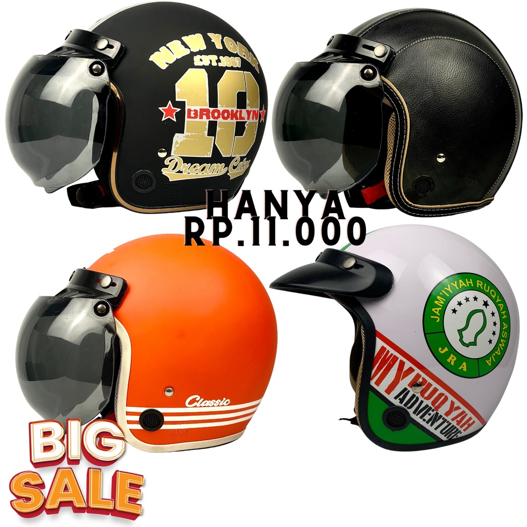 Promo Helm Bogo Wanita Dewasa Kekinian Motor SNI Helem Retro