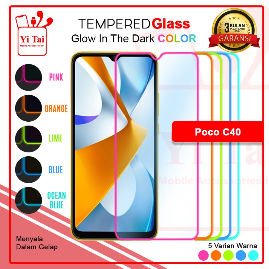 TEMPERED GLASS GLOW IN THE DARK YI TAI POCOPHONE C40 - GA