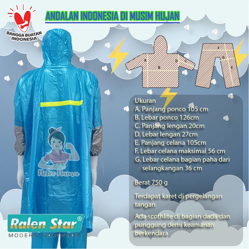 Jas Hujan Poncho Celana RALEN STAR JEREZ RS 66103 Eksklusif &amp; Elegan