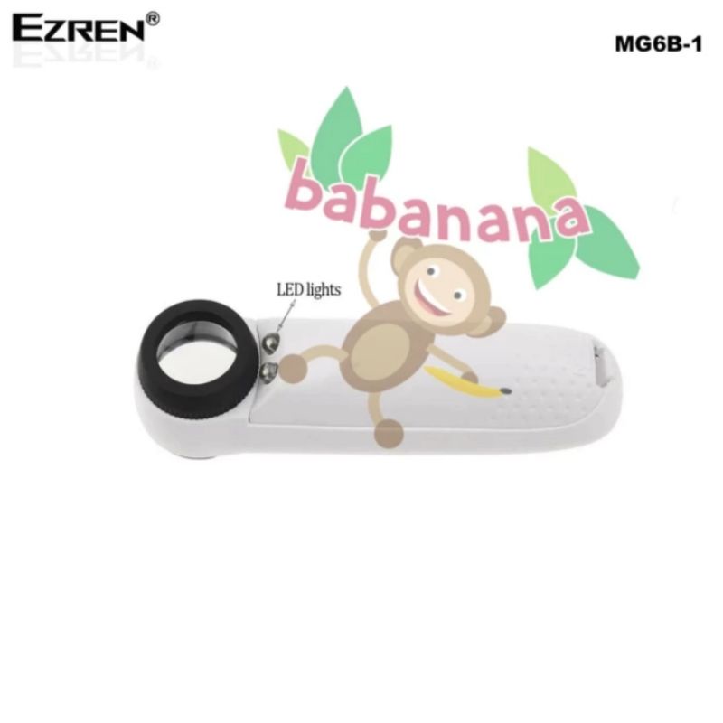 Ezren MG6B-1B Magnifying kaca pembesar 40x glass led portable mini