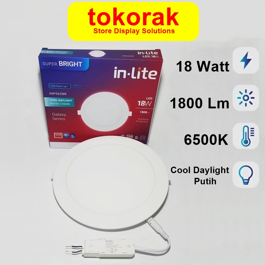 LED PANEL INBOW IN-LITE BULAT 18 WATT PUTIH DOWNLIGHT INLITE INPS628R