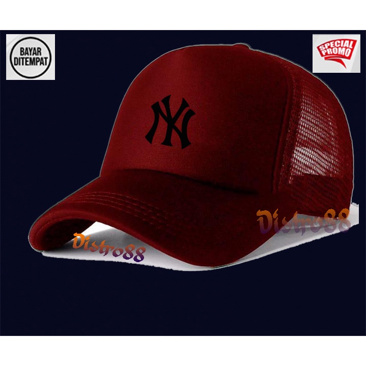 PROMO Topi Distro New York Text Hitam Premuim Quality Topi Trucker Keren Murah Banyak Di Cari Cowok 