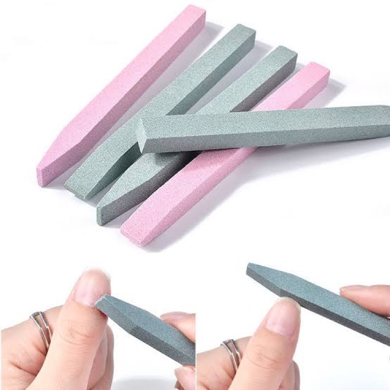 Quardz stone pusher cuticle green pink / asah kuku kikiran kuku nail file stone