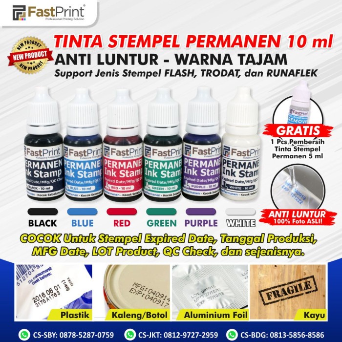 

Fast Print Ink Tinta Stempel Permanen Expired Date Plastik Besi 10 Ml