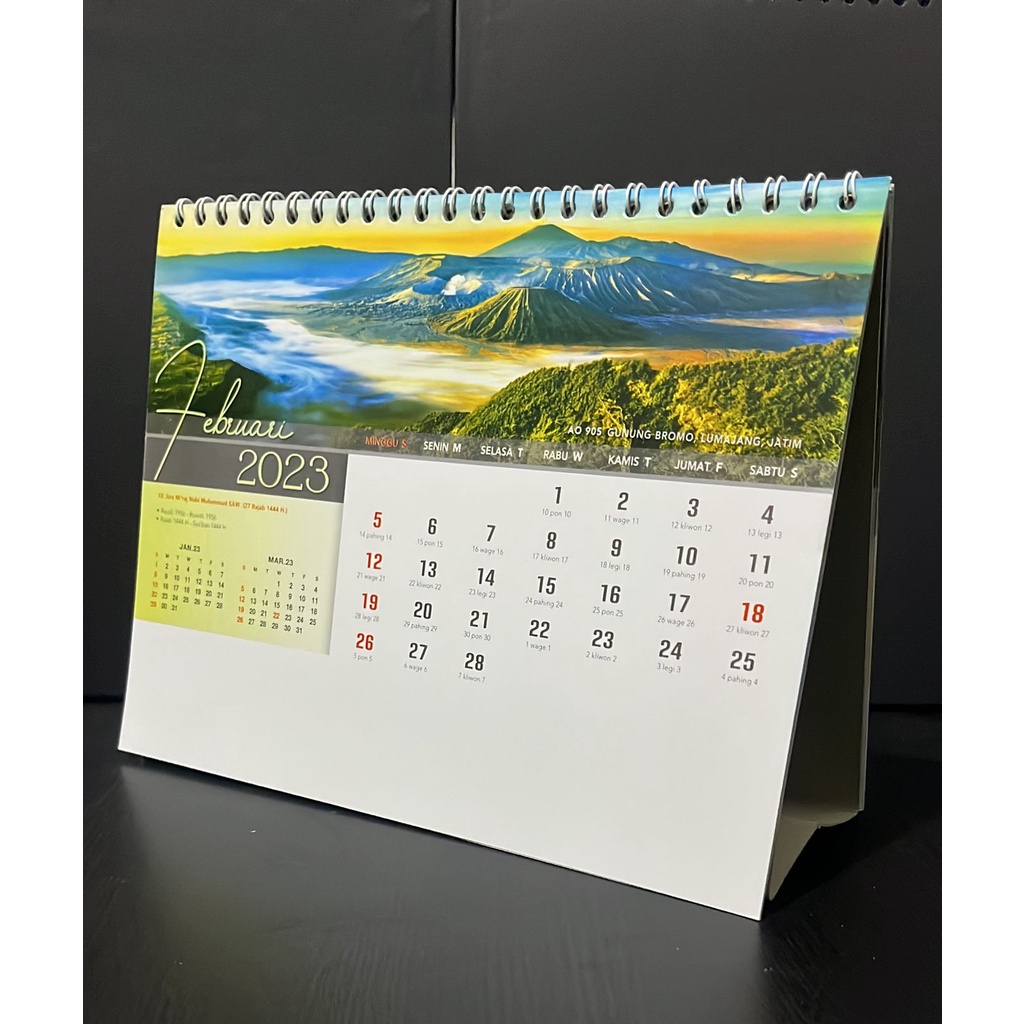 Kalender meja 2023 panorama alam  indonesia