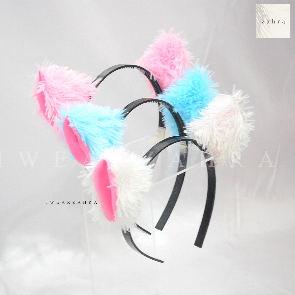 NEKOMIMI HEADBAND [POLOS] - Costume Anime Bando Kostum Telinga Kucing Bulu Cat Ear Hair Accecoris Aksesoris Rambut Lucu Murah