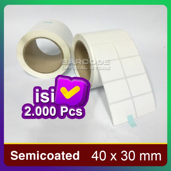 

LABEL BARCODE 40 X 30 (2 LINE) KERTAS STICKER SEMICOATED CORE BESAR 3" DEVINA36