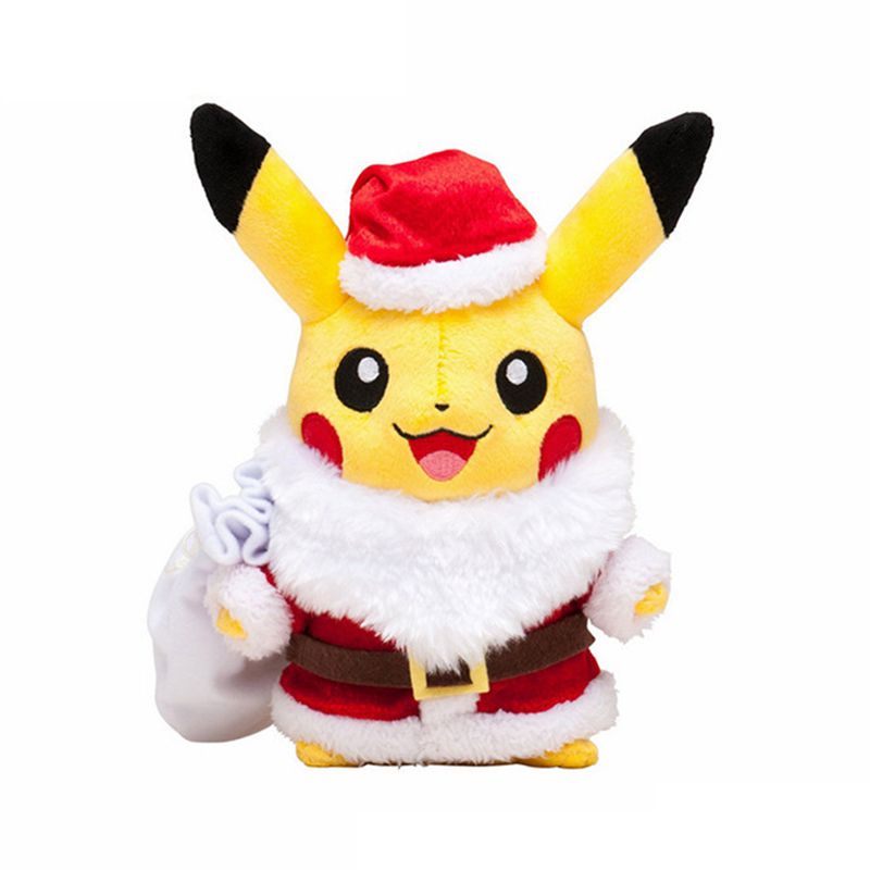 Pikachu Topi Mantel Pokemon Santa Claus Natal Plush Stuffed Xmas Hadiah Boneka