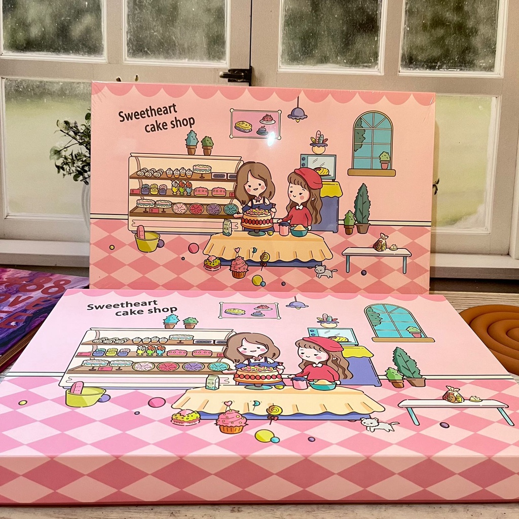

Paket jurnal diary 7in1 motif sweetheart cakeshop - ISI NOTEBOOK HC WASHI TAPE STICKY NOTES BOOKMARK STIKER - journal tulisan