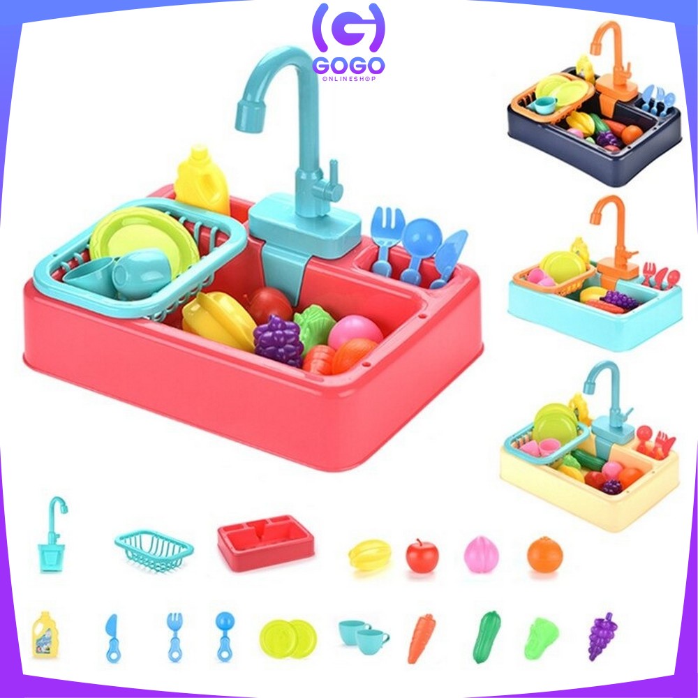 GOGO-M31 M109 Mainan Anak Kitchen Sink Tempat Cuci Piring Set Mainan Kran Air Wastafel BISA KELUAR AIR