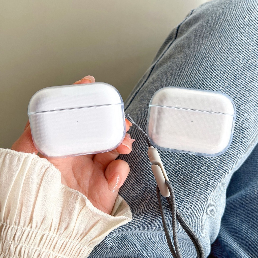 Case Kompatibel Untuk Airpods Pro 2case Earphone Transparan TPU Headphone Cover Dengan Selempang