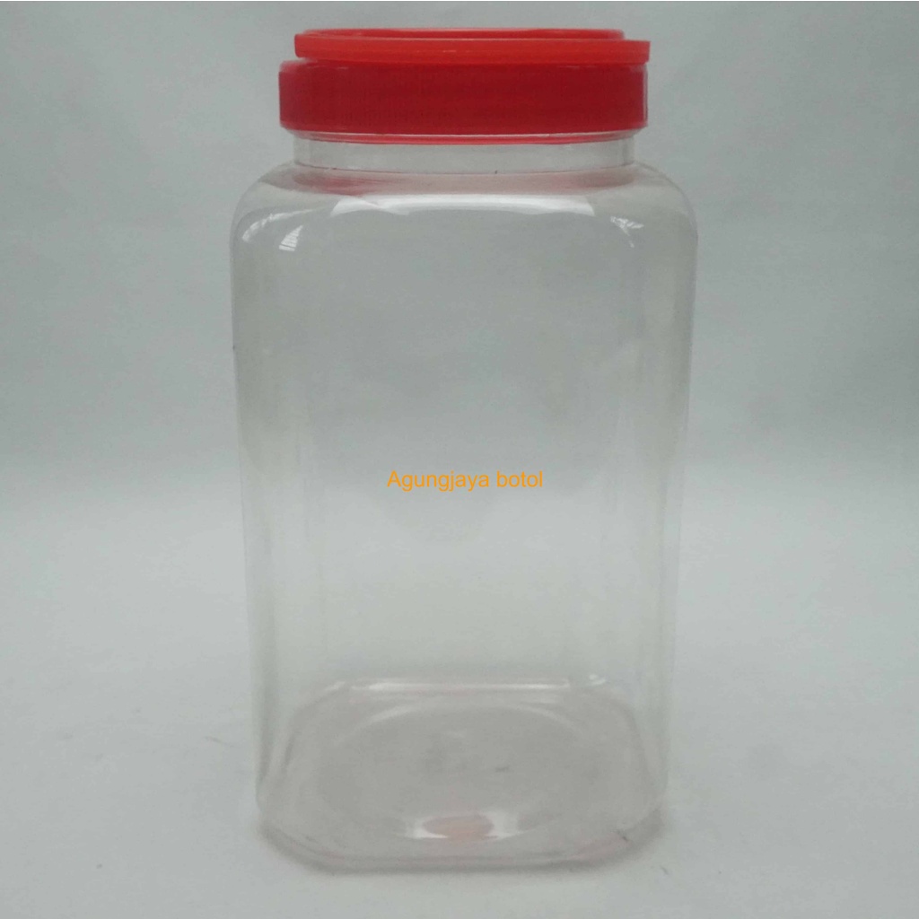Toples Pet 2 L Pet Kotak Panjang Natural / Toples Bawang Goreng / Toples Snack / Toples Plastik