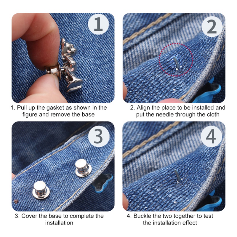 1 Pasang Kancing Bentuk Beruang Warna-Warni Bahan Metal Untuk Celana Jeans